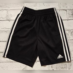 Adidas Kids Black Athletic Shorts White 3-Stripes Size M